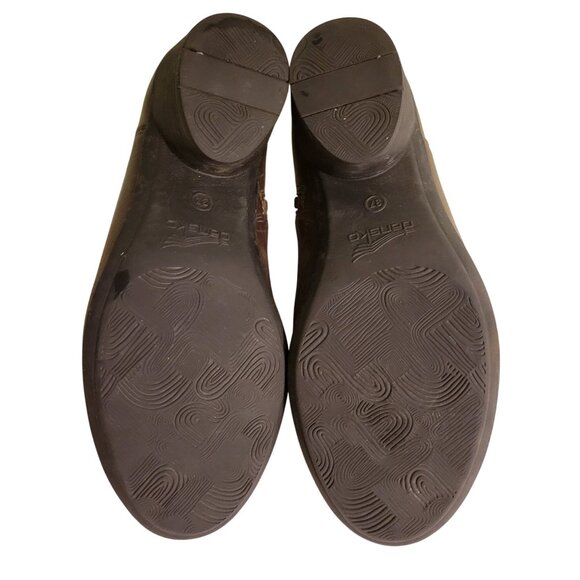 Dansko Women Dansko Burnished Brown Leather Ankle Boots‎ 37 Side Zip Block Heels RAINA 6.5 7